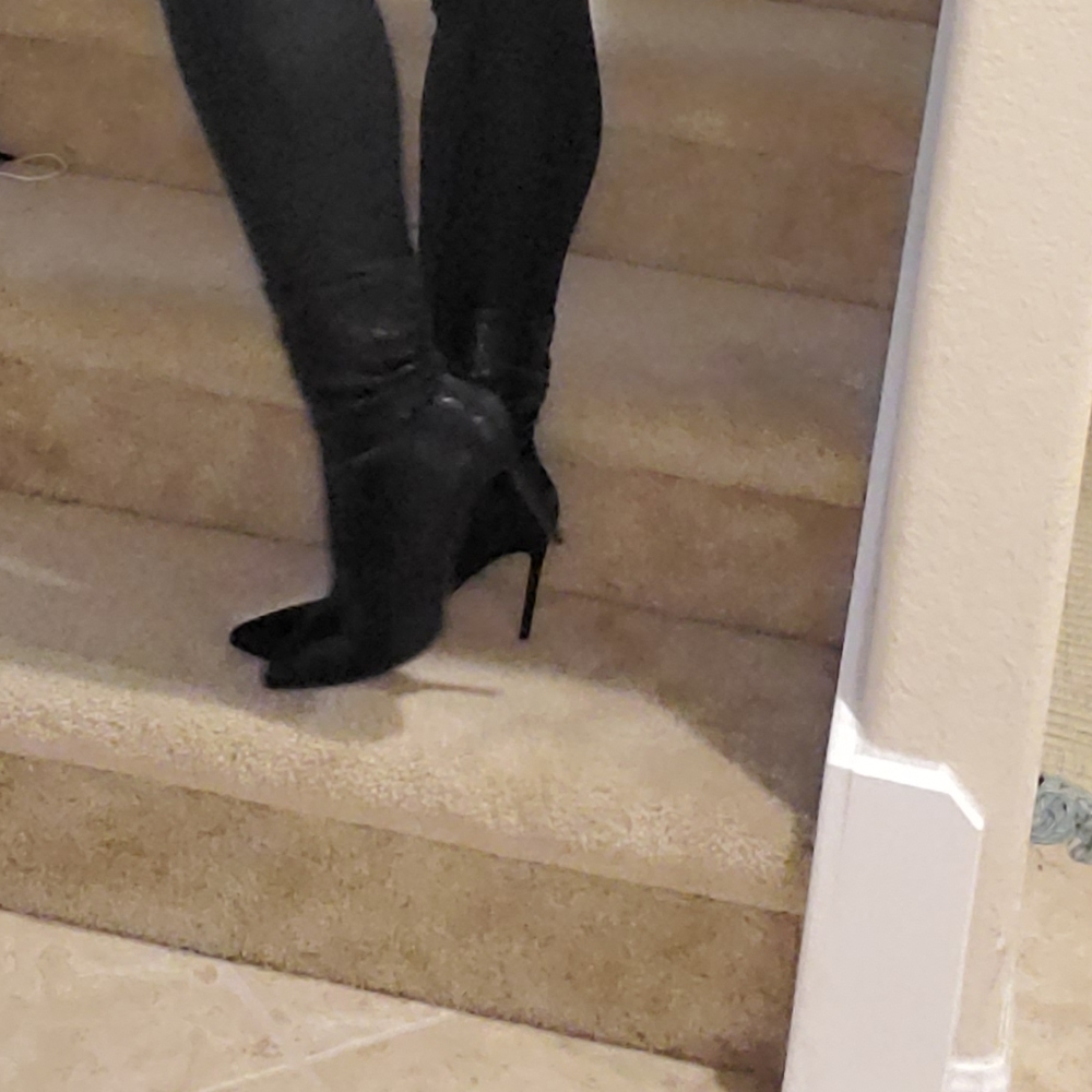 Black satin sheen shoes